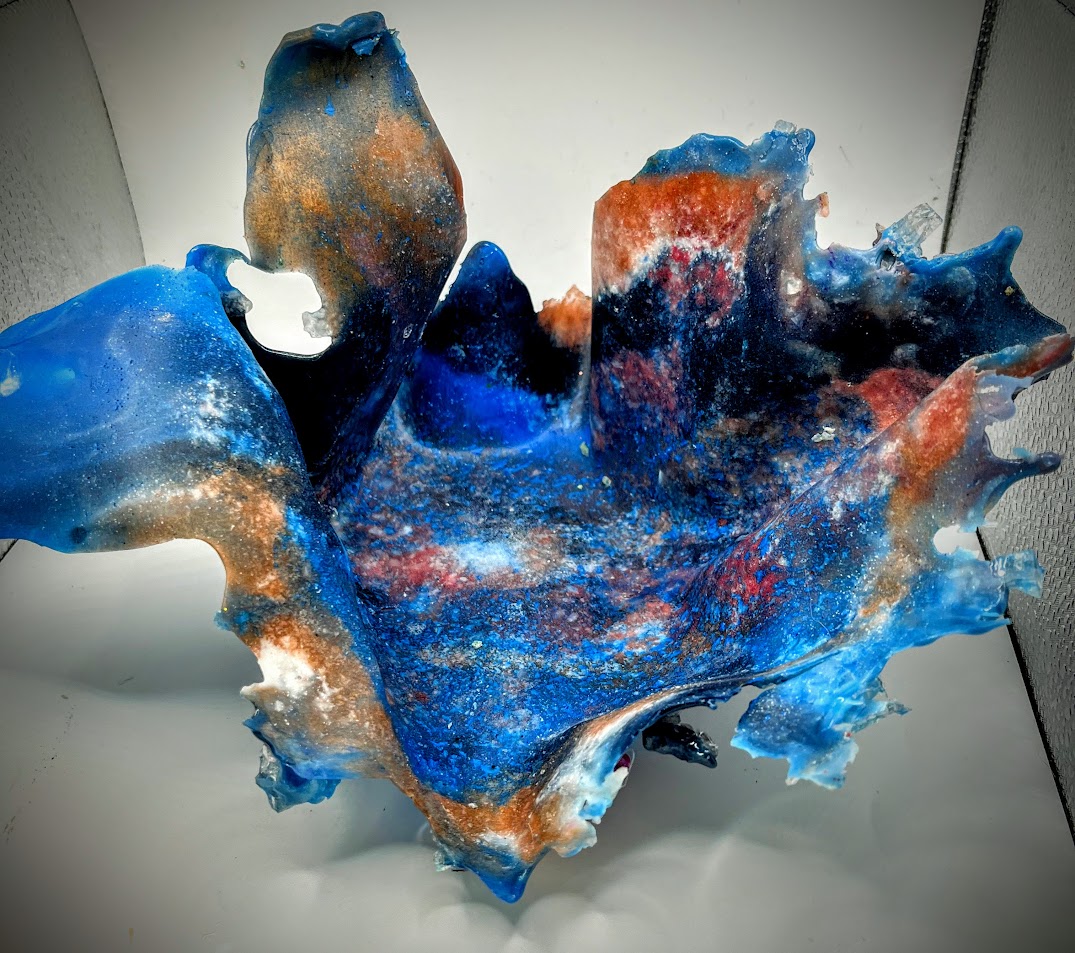 Resin art bowl, medium size Red white and blue