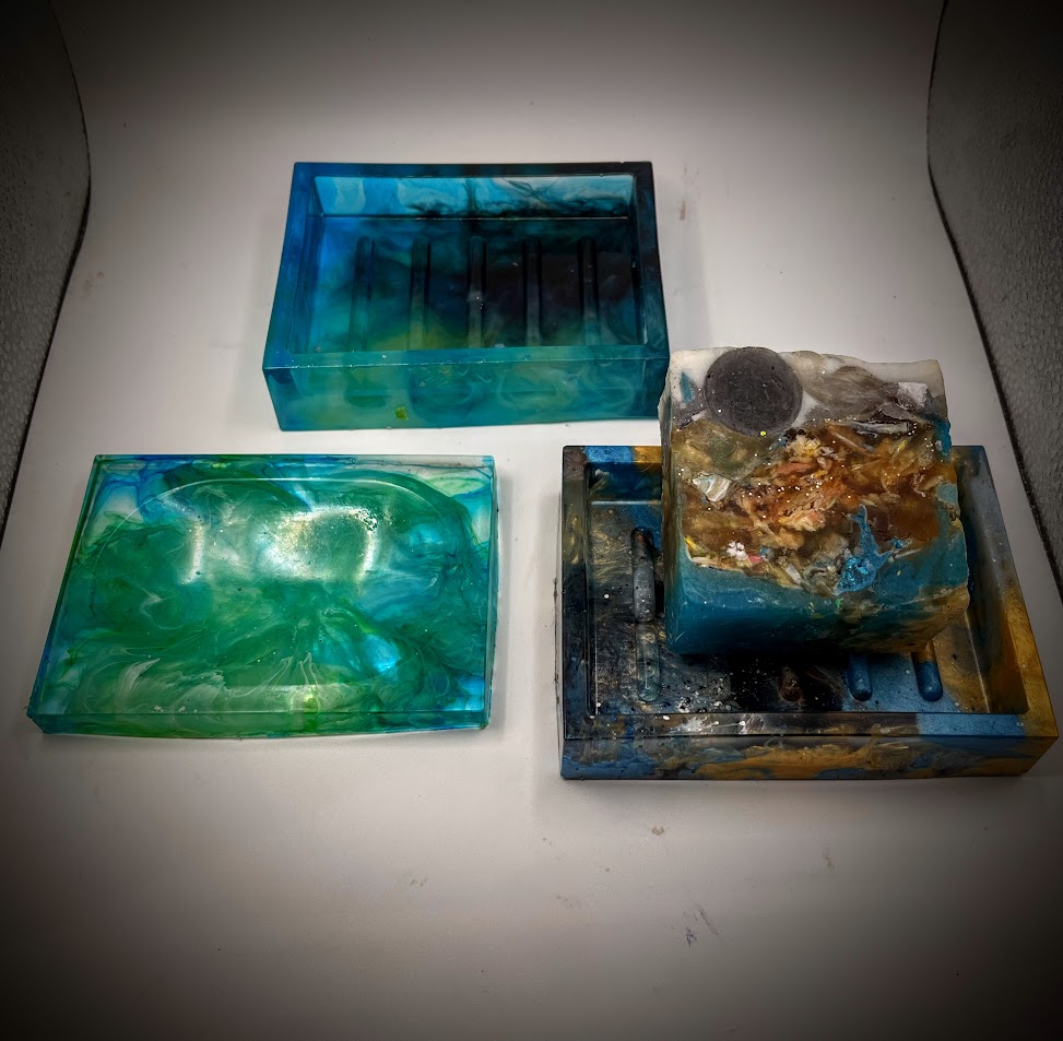 Resin Art Soap Dishes, meticulously handcrafted. Made in Minnesota, USA.