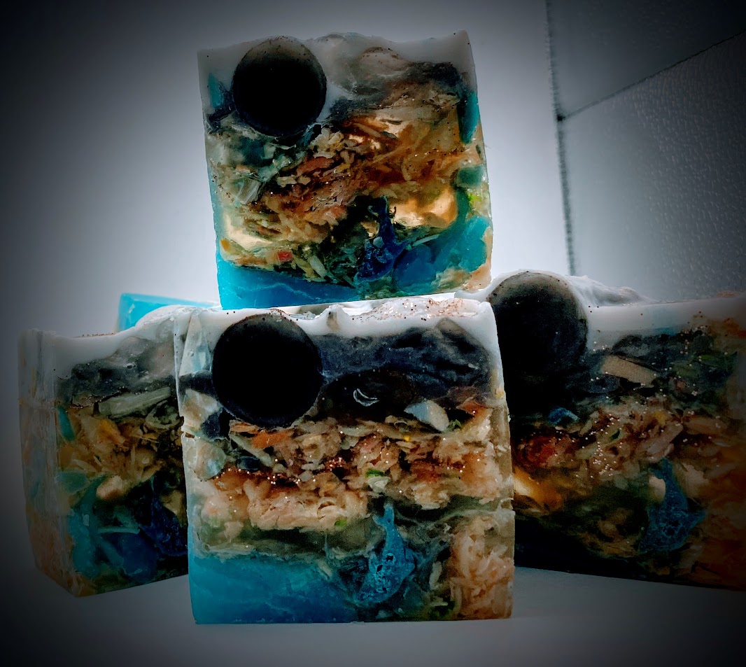 Soap: All-natural, high temperature hot processed soap created for its artistic qualities and premium skin care.
